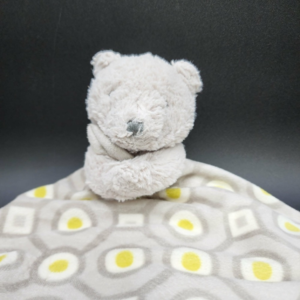 Blankets & Beyond Bear Security Blanket Grey‎ Yellow Geometric Lovey Snuggler